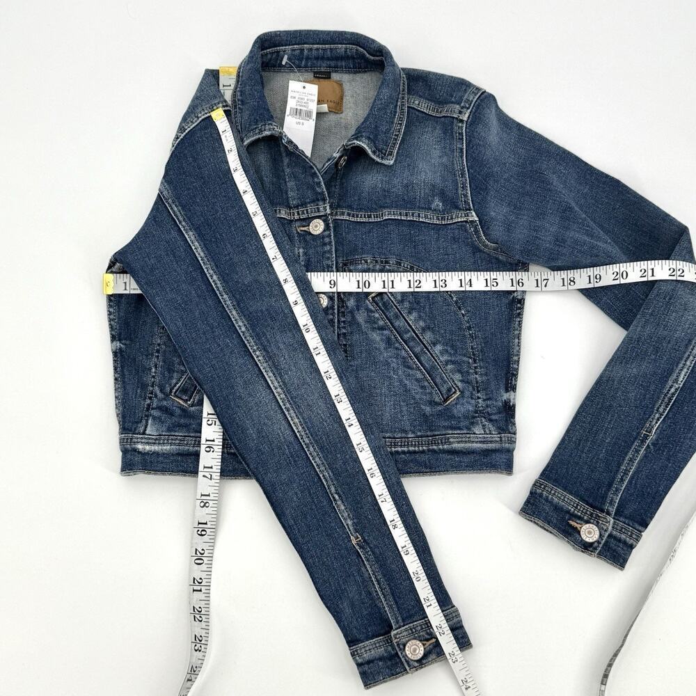 American Eagle Jacket Womens Small Blue Distressed Denim Cropped Denim - Picture 9 of 9